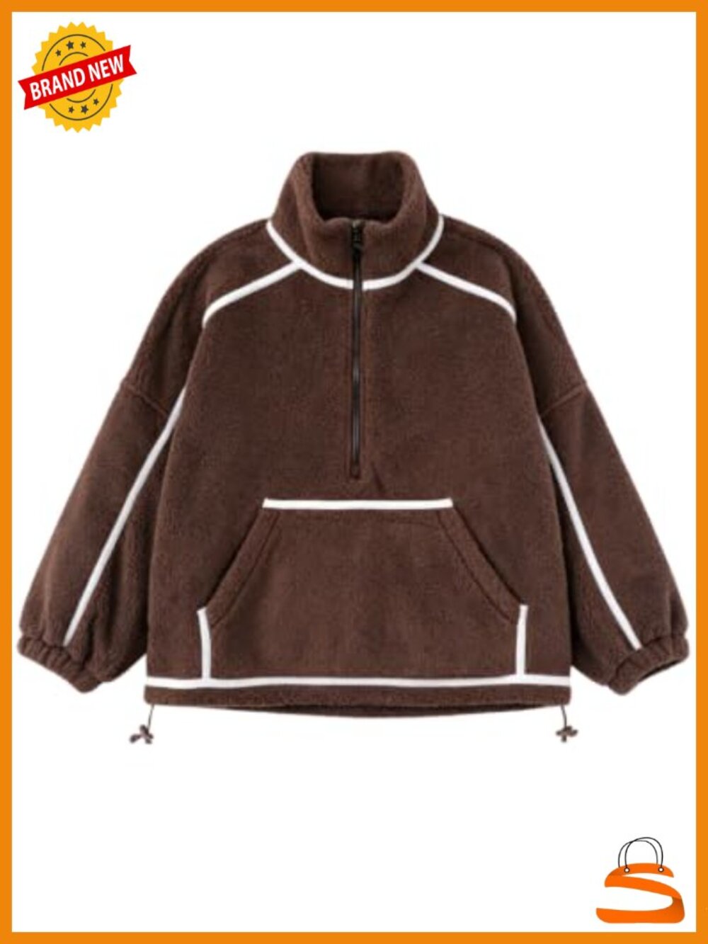 Sherpa Fleece Half Zip Pullover Oversized Sweatshirt